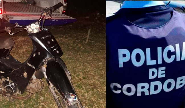 Huerta Grande: abandonan un moto en un descampado