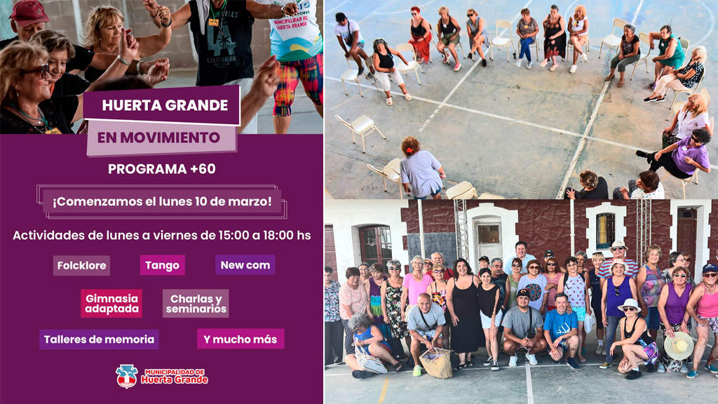 Huerta Grande lanza el programa “+60” para adultos mayores