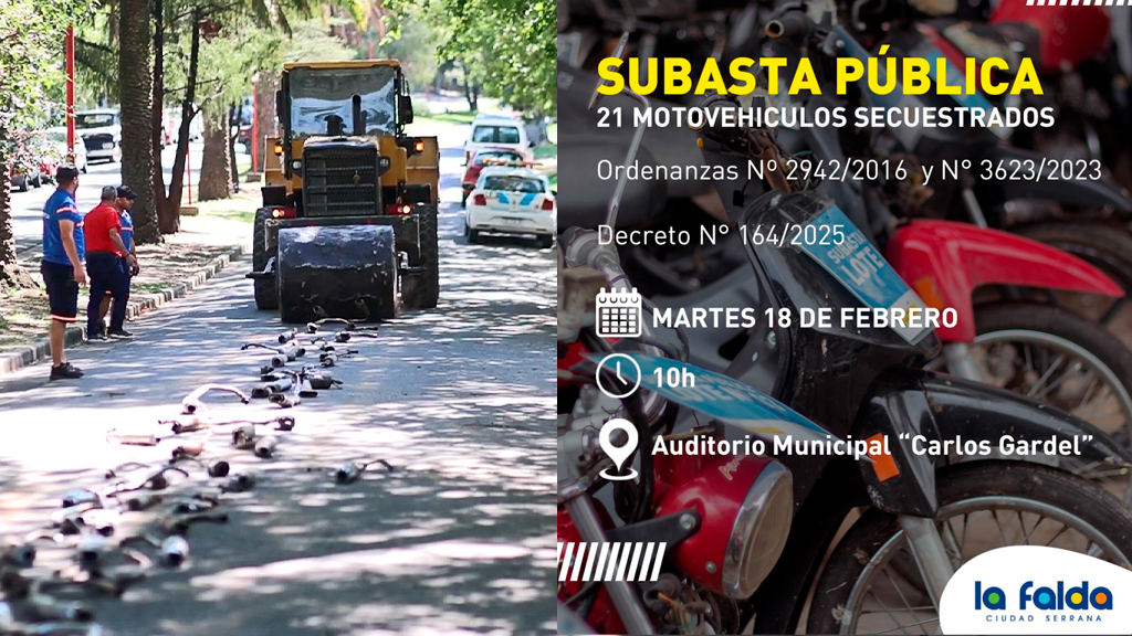 Nueva subasta pública de motovehículos en La Falda