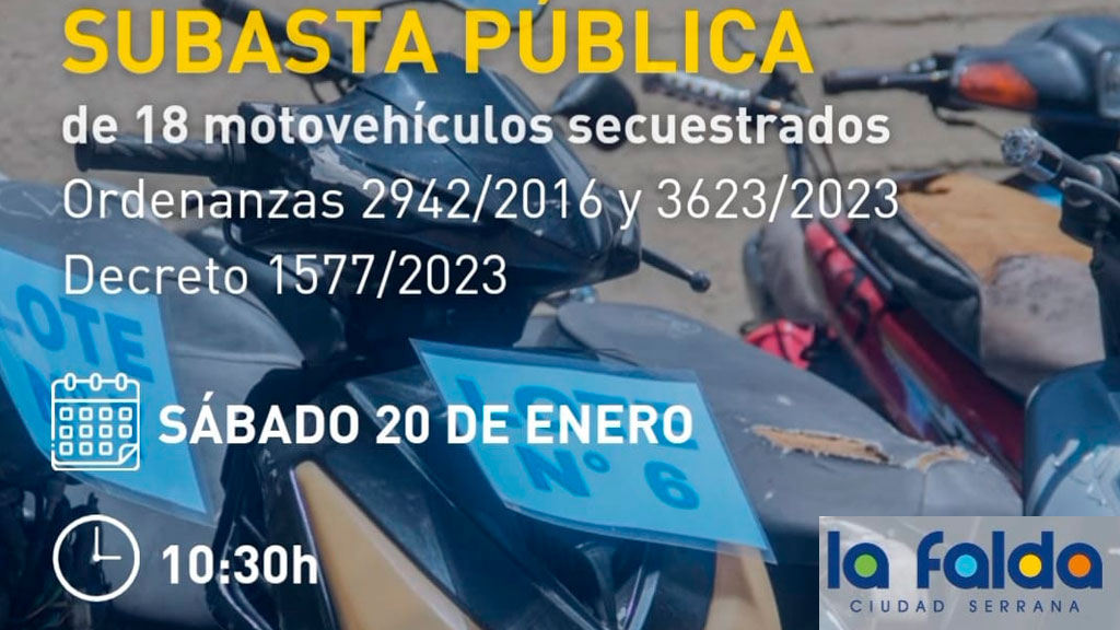 La Falda definió detalles de remates de vehículos secuestrados
