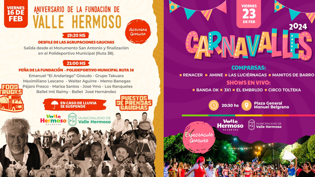 Peña de la fundación y carnavales en Valle Hermoso
