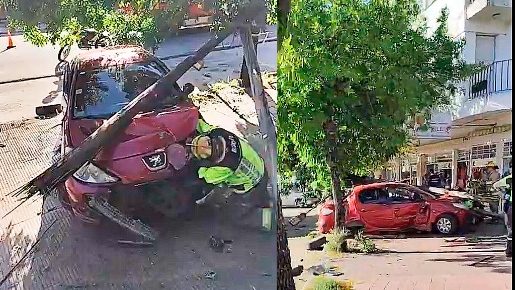 Alto riesgo y milagro: manejaba alcoholizado, perdió el control y chocó con un poste