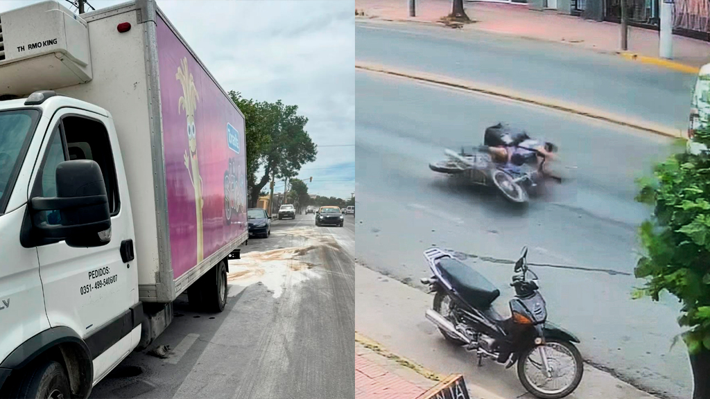 La Falda: derrame de gasoil provoca accidente en Avda España