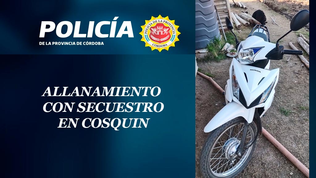 Secuestran moto y vestimentas en Cosquín