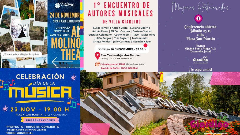 Invitación a grilla de eventos culturales en Villa Giardino