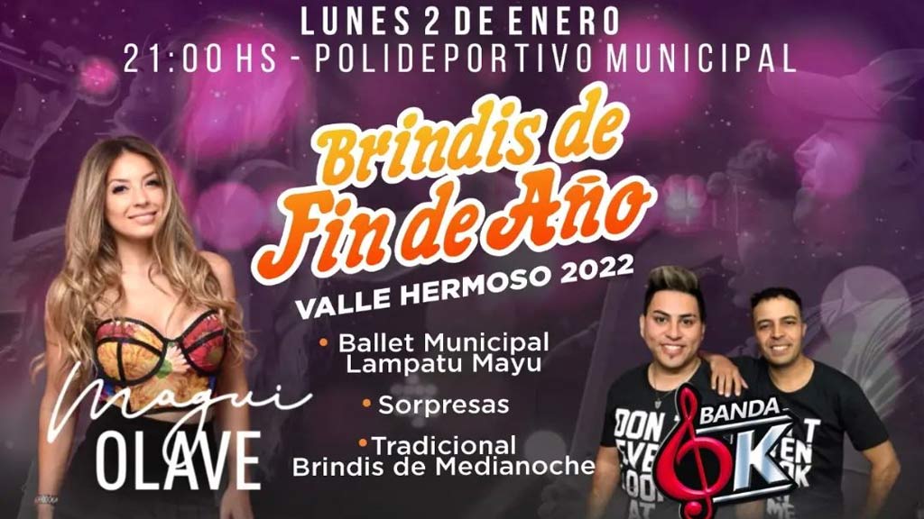 Brindis de Valle Hermoso: reprogramado para el 2 de enero