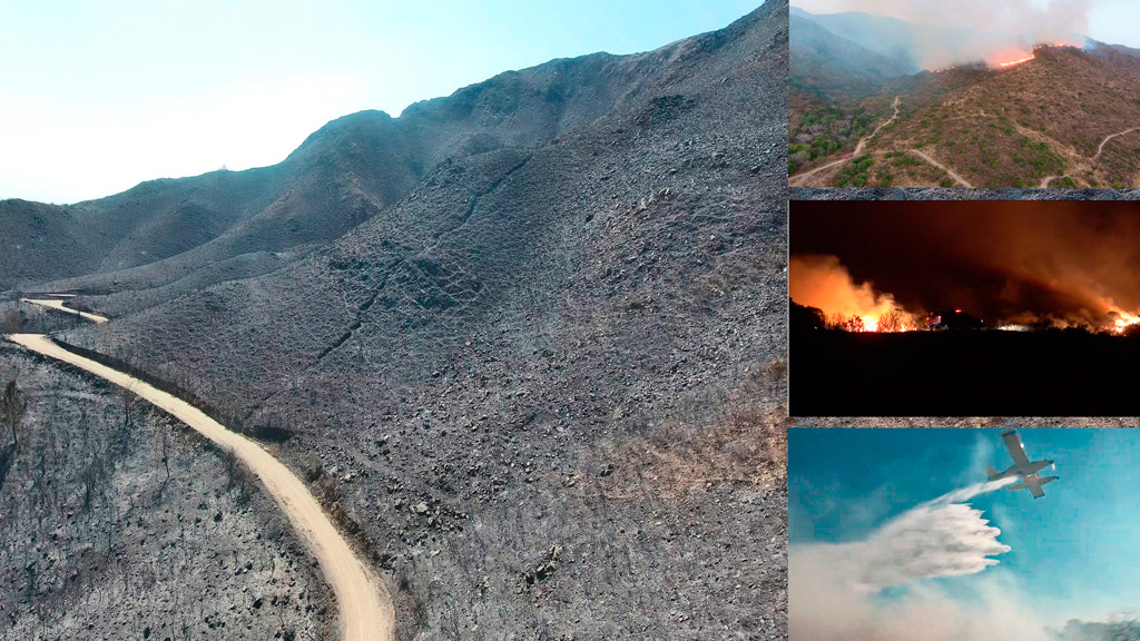 Incendio de gran magnitud se generó en basural de Huerta Grande