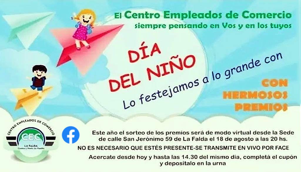 Cec La Falda: sorteo virtual para los niños de asociados