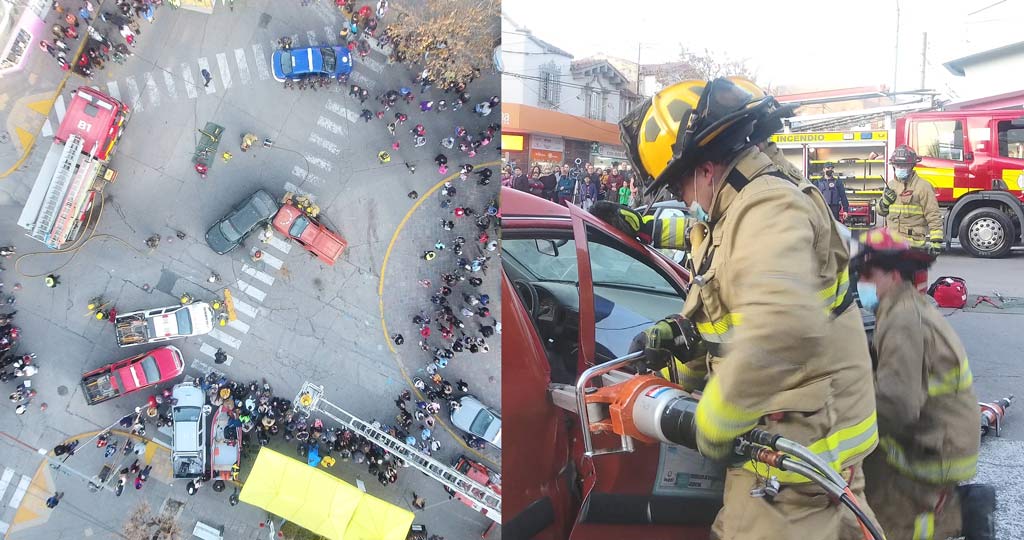 Exitoso simulacro de acción bomberil faldense en siniestro vial