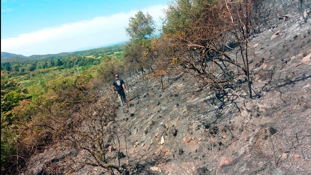 Incendio en Camino de los Artesanos de Villa Giardino 