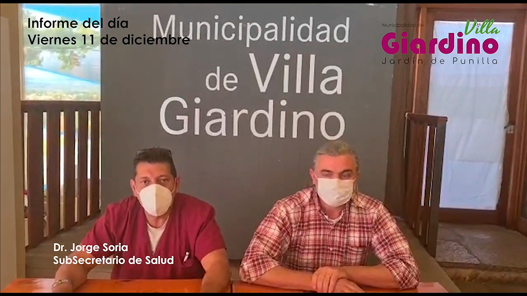 COE Villa Giardino: informe semanal epidemiológico del 11 de diciembre