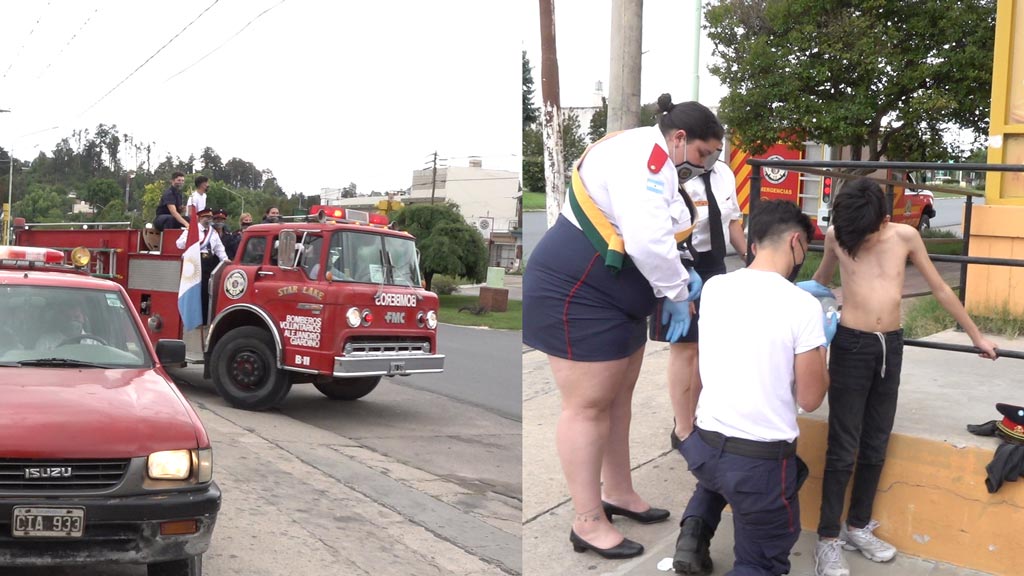 Bomberos de Giardino: asistieron niños accidentados mientras festejaban 31 aniversario