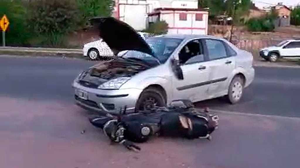 Huerta Grande: otro accidente entre moto y automóvil en la 38