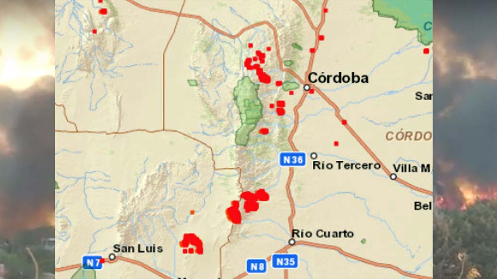 Recrudecen los incendios en Córdoba: Alerta amarilla
