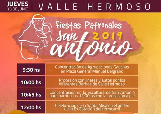 13 de junio, Fiestas Patronales en honor a San Antonio de Padua en Valle Hermoso