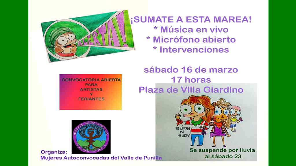 Sábado 16: ¡Sumate a esta marea!, plaza Villa Giardino