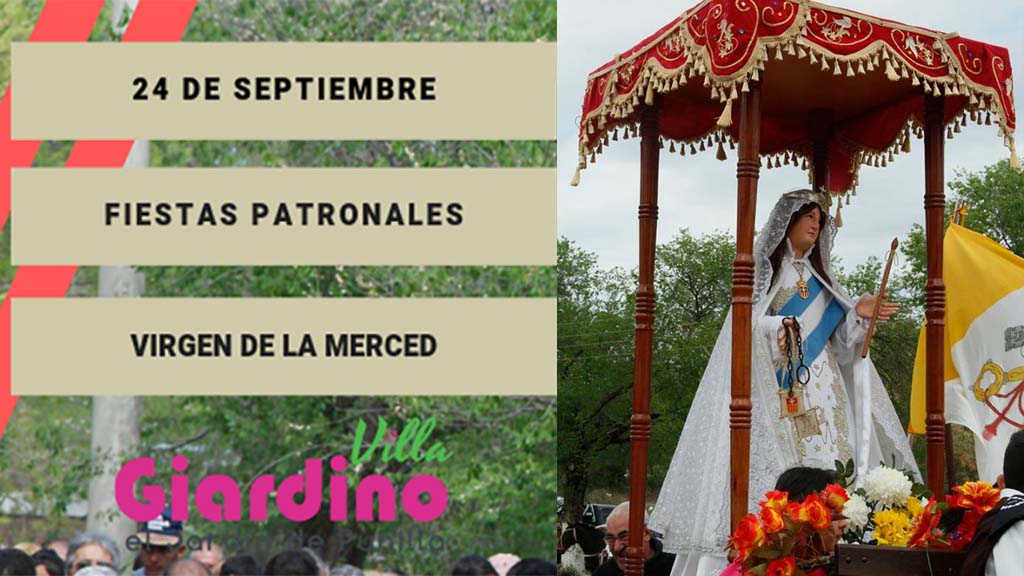 Invitación y detalles de la próxima fiesta patronal de Villa Giardino.