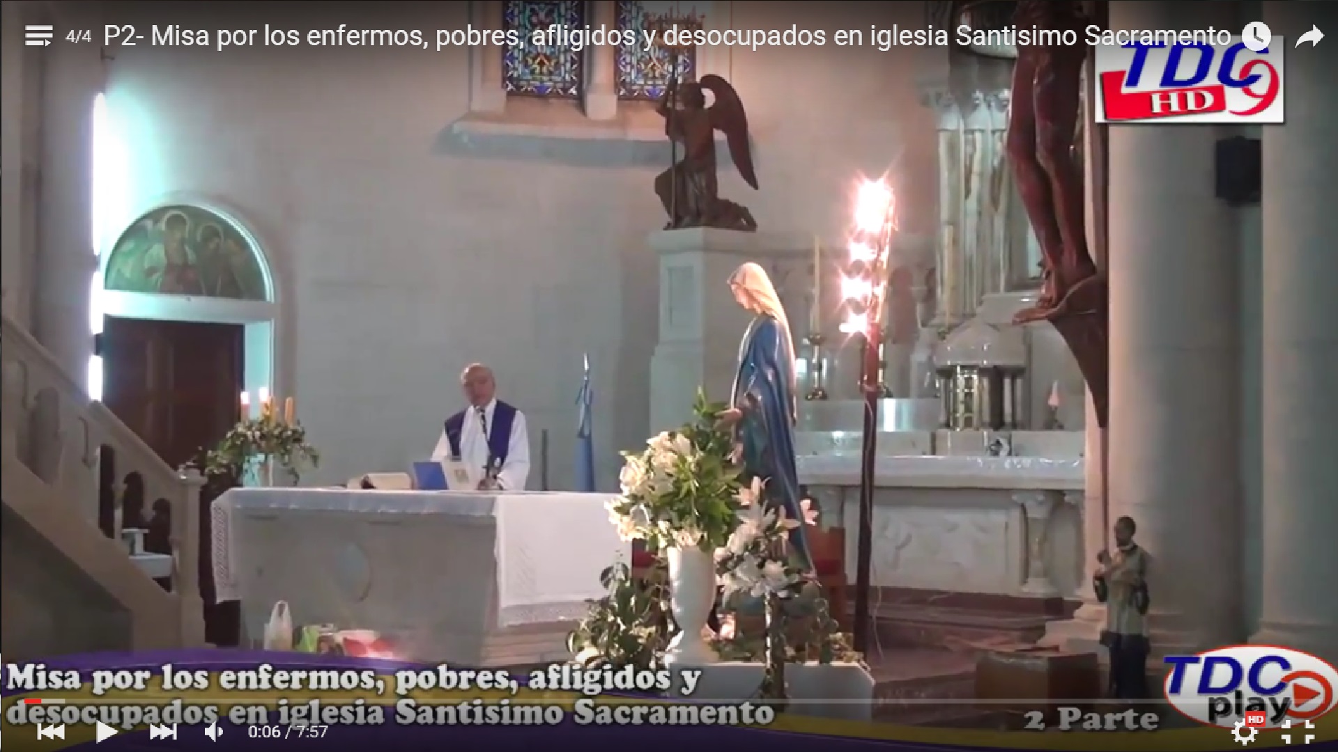 Misa por los enfermos, pobres, afligidos y desocupados en iglesia Santisimo Sacramento