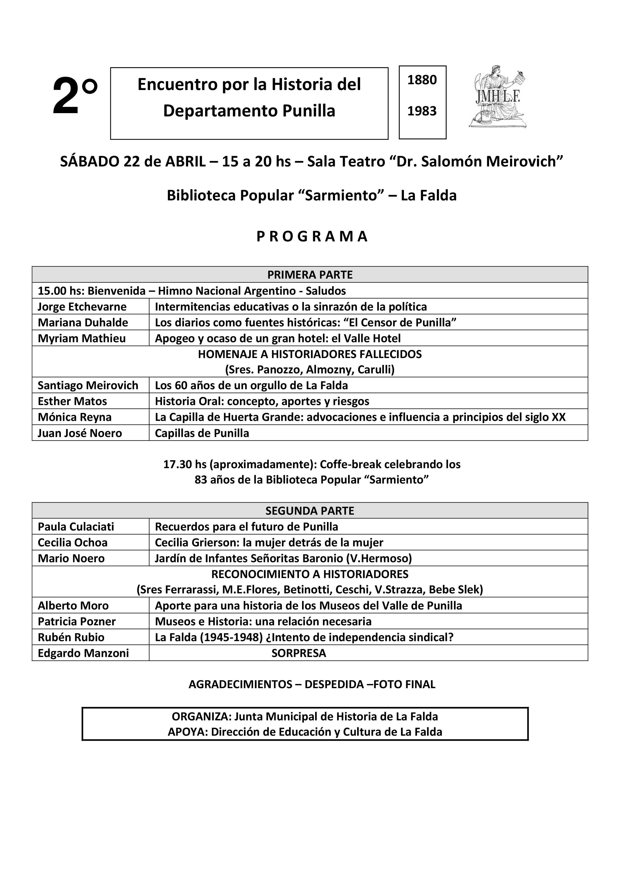 Progama del Segundo Encuentro 2017.1