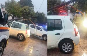 Huerta Grande: conductor sufrió ataque y derribó poste de energía
